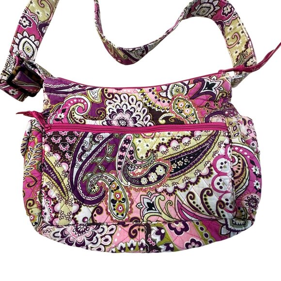 Vera Bradley Frannie Very Berry Paisley Quilted Cotton Crossbody Bag Purse - Picture 4 of 6